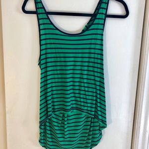 Green and blue striped top